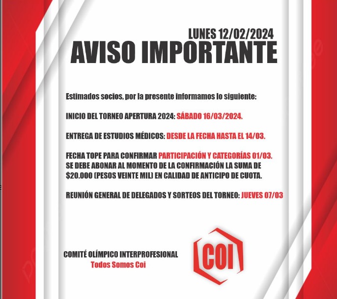 AVISO IMPORTANTE